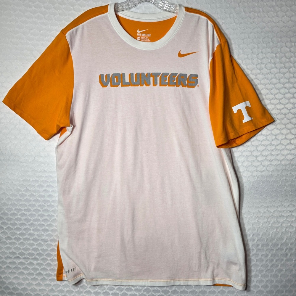 Nike Tennessee Volunteers Dri-FIT Shirt Mens XXL White Orange NCAA T-Shirt NEW